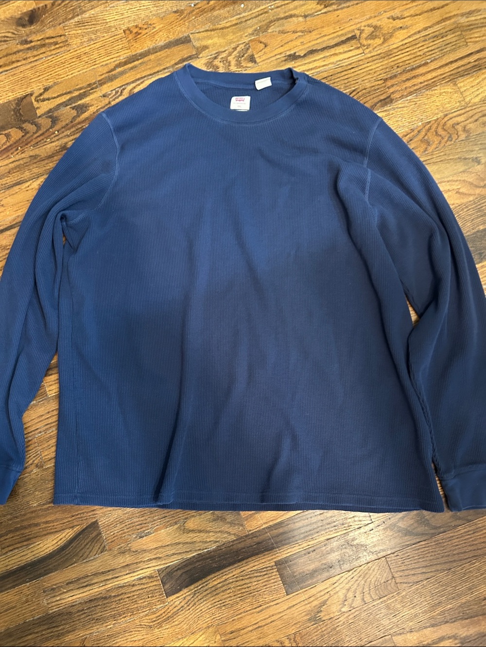 Levi's Navy Long-Sleeve Waffle Crewneck Top